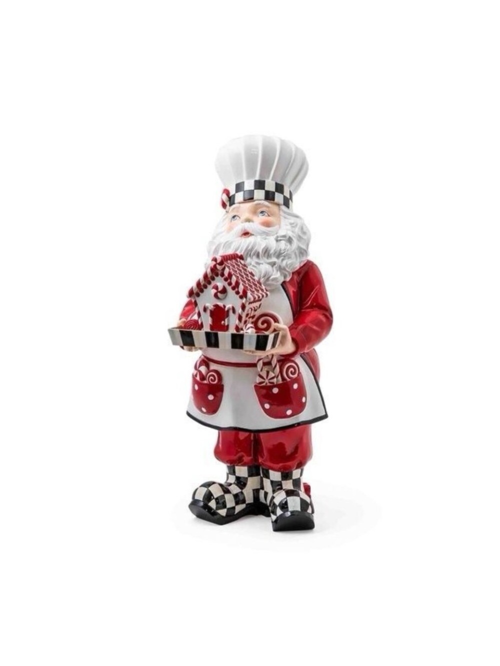 Mackenzie child’s Chef Santa Figurine Holiday Decor in Red and White